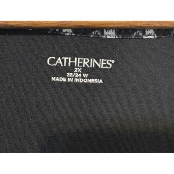 Catherines Womens‎ Black White Tunic Top 2X Abstract Geometric Stretch Mature - Picture 5 of 8